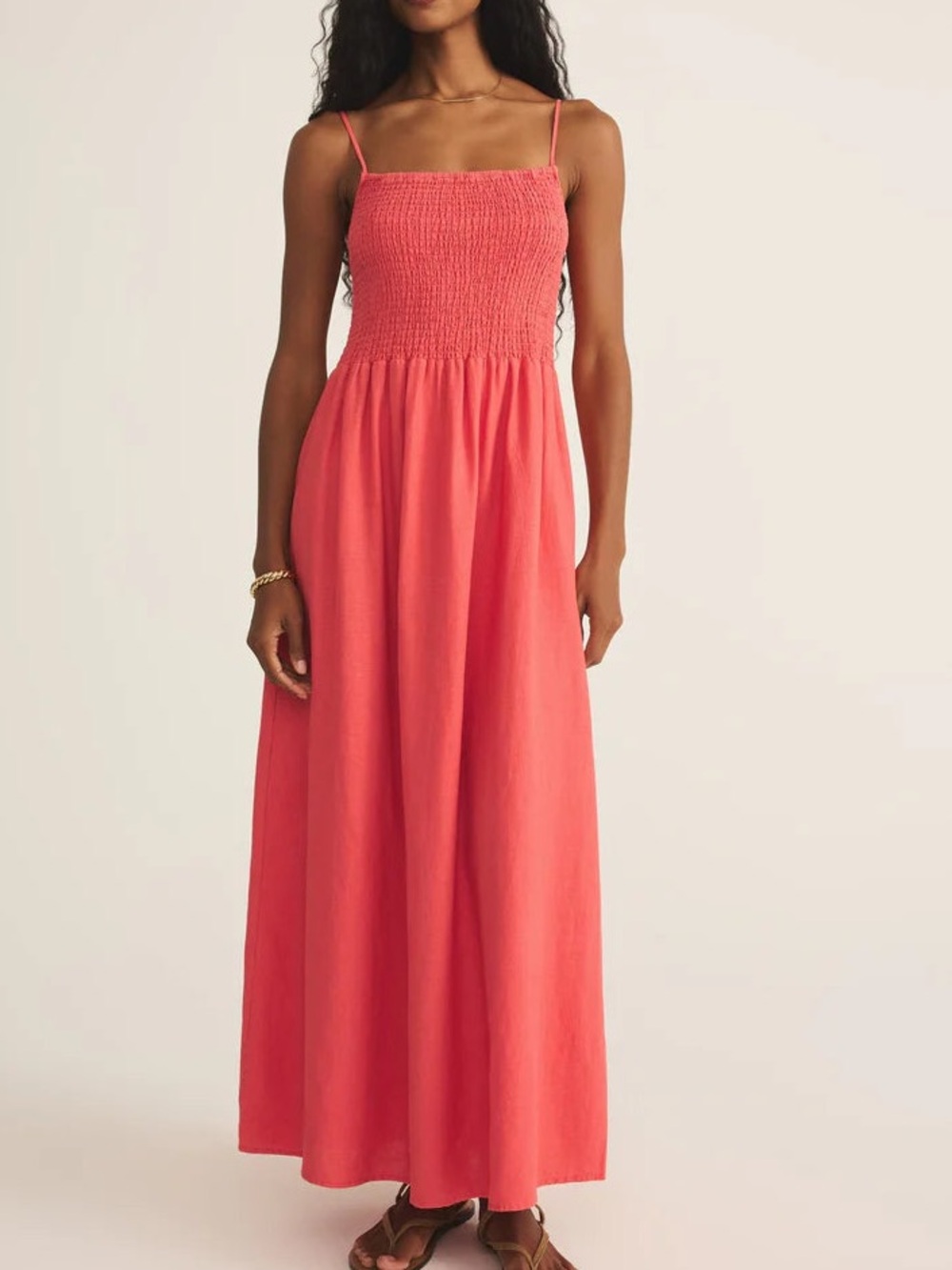 NWT Z SUPPLY Bayside Linen Maxi Dress Persimmon Large Resort Flowy Casual